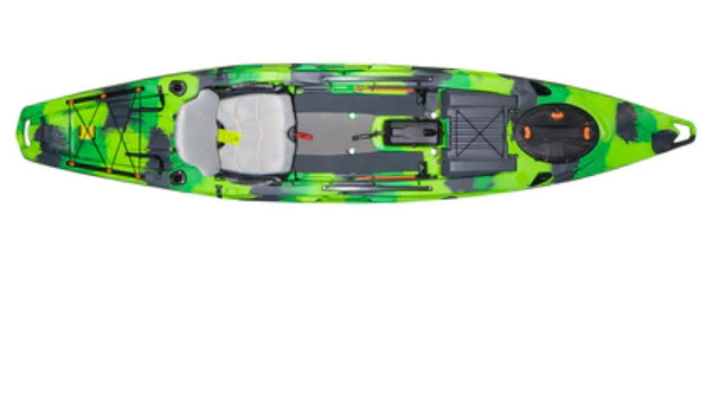 lure 13.5 v2 green flash fishing kayak high/low seat fishfinder pod pedal drive capable