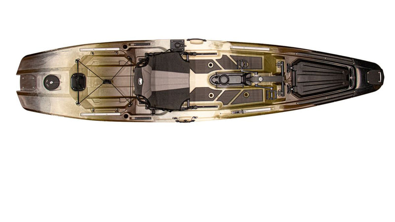 Bonafide P127 Pedal Drive Sit-on-Top Fishing Kayak camo native direct shaft drive system rudder steering 